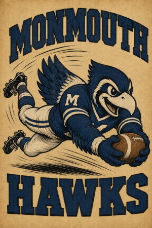 Monmouth Hawks Football Eagle Vintage-Style Wall Art