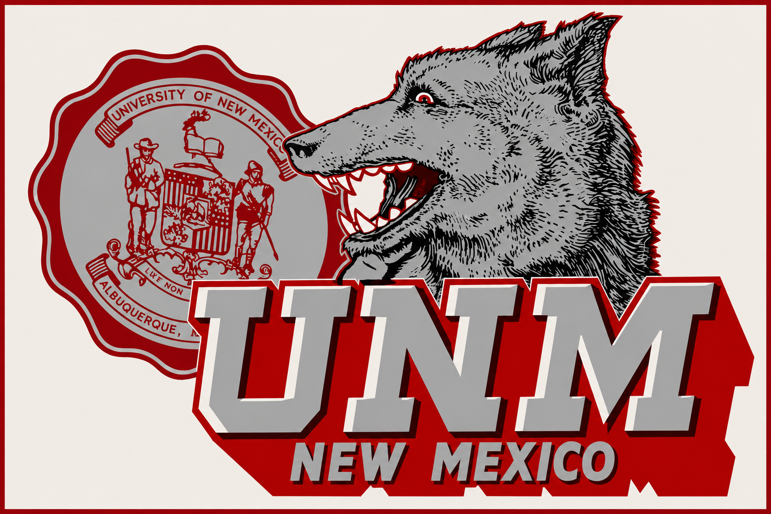 New Mexico Lobos Wolf and UNM Graphic Wall Art