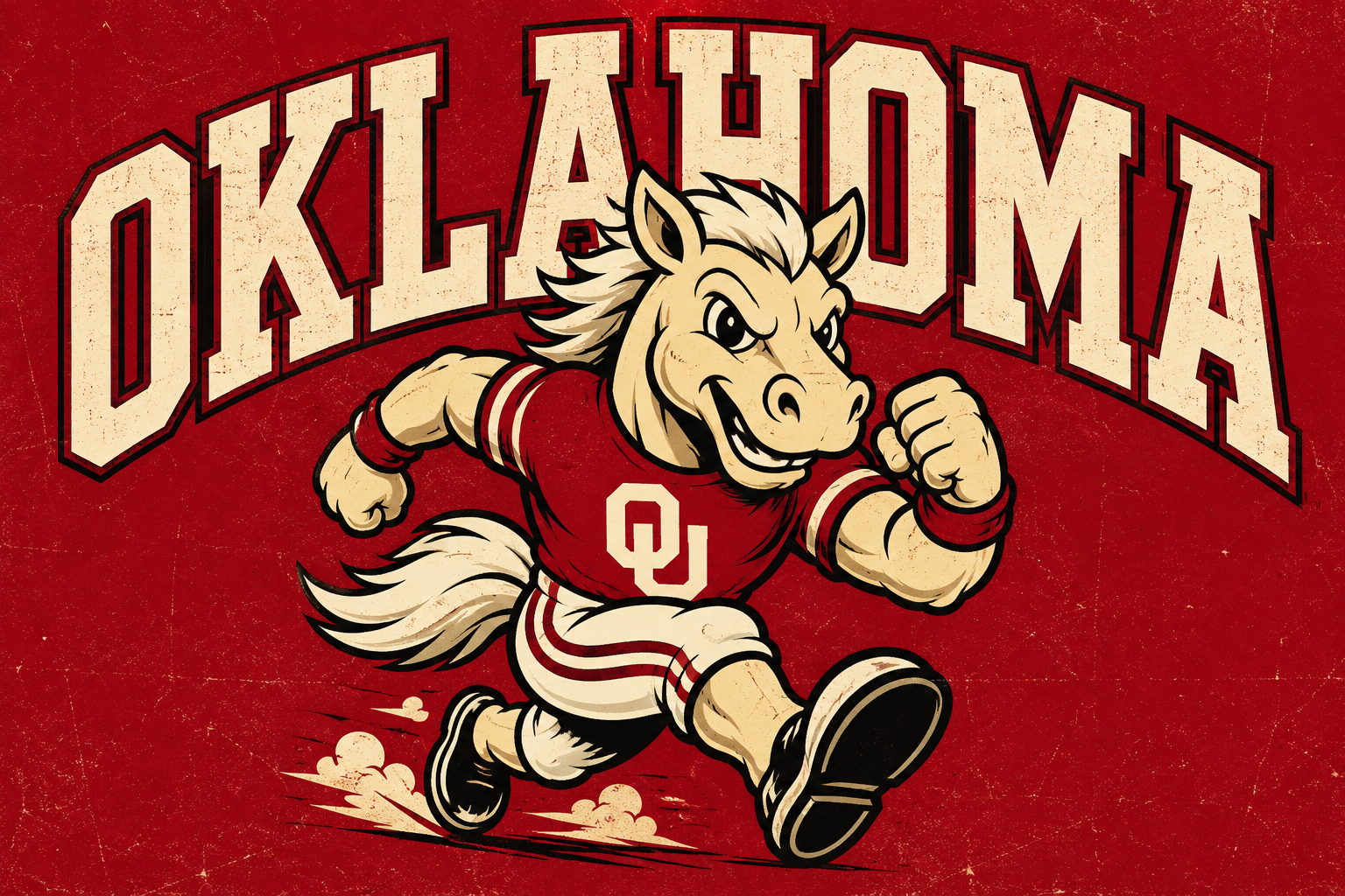 Oklahoma Running Horse Mascot Vintage-Style Wall Art