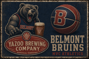 Belmont Bruins Bear and Basketball Vintage-Style Wall Art