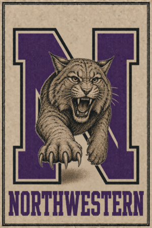 Purple Wildcat Northwestern-Themed Wall Art Poster