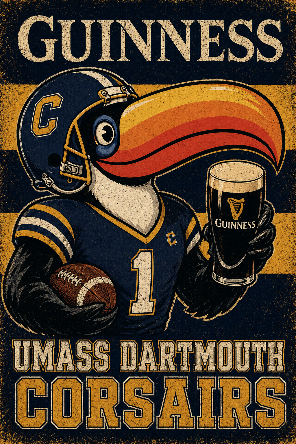 Guinness-Inspired UMass Dartmouth Corsairs Football Wall Art