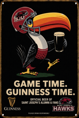 Saint Joseph's Hawks Guinness Game Time Vintage-Style Sign