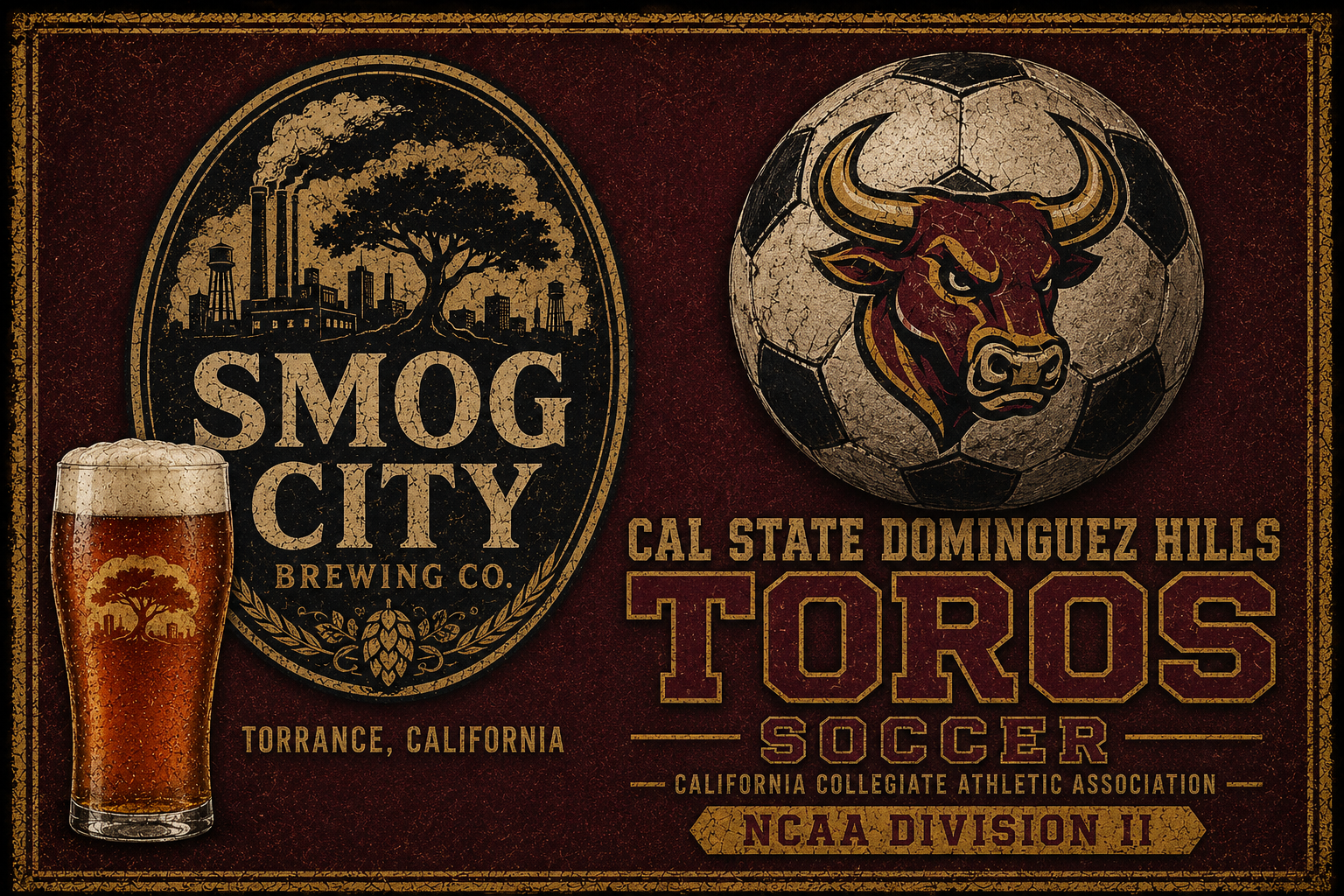 Toros Soccer & Smog City Brewing Vintage-Style Wall Art