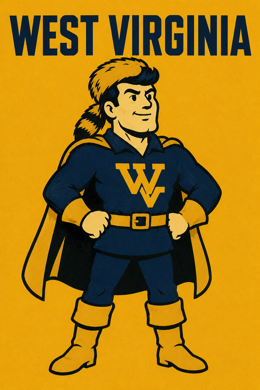 West Virginia Superhero Mascot Wall Art Print