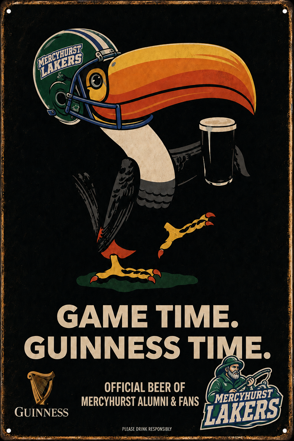 Mercyhurst Lakers Football & Guinness-Themed Wall Sign