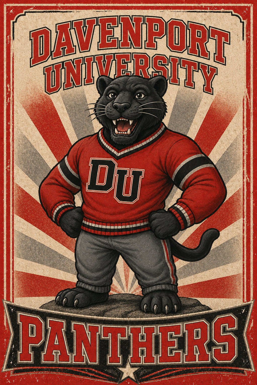 Davenport University Panthers Retro Black Panther Wall Art