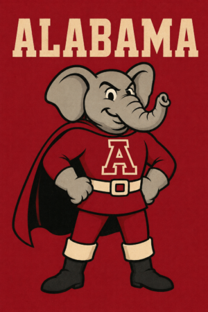 Alabama Elephant Superhero Graphic Print