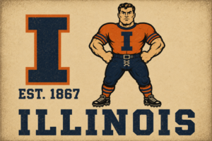 Vintage-Style Illinois Football Player Wall Art