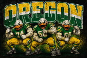 Vintage-Style Green and Gold Football Ducks Wall Art