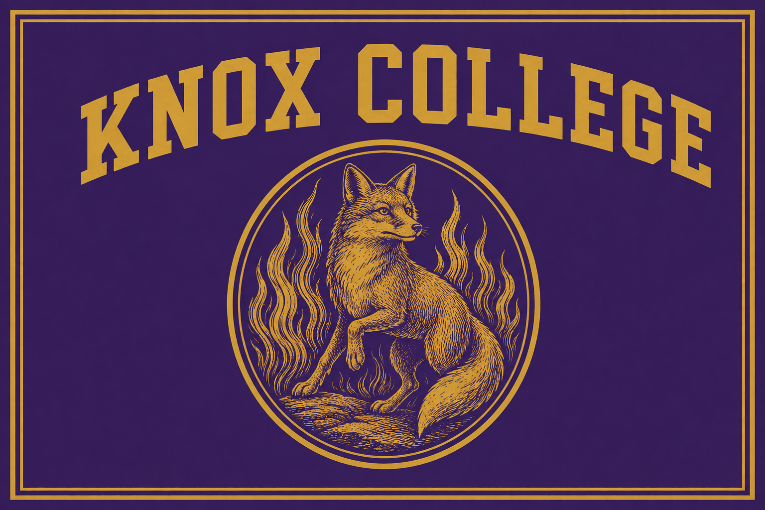 Knox College Fox Emblem Purple and Gold Wall Art