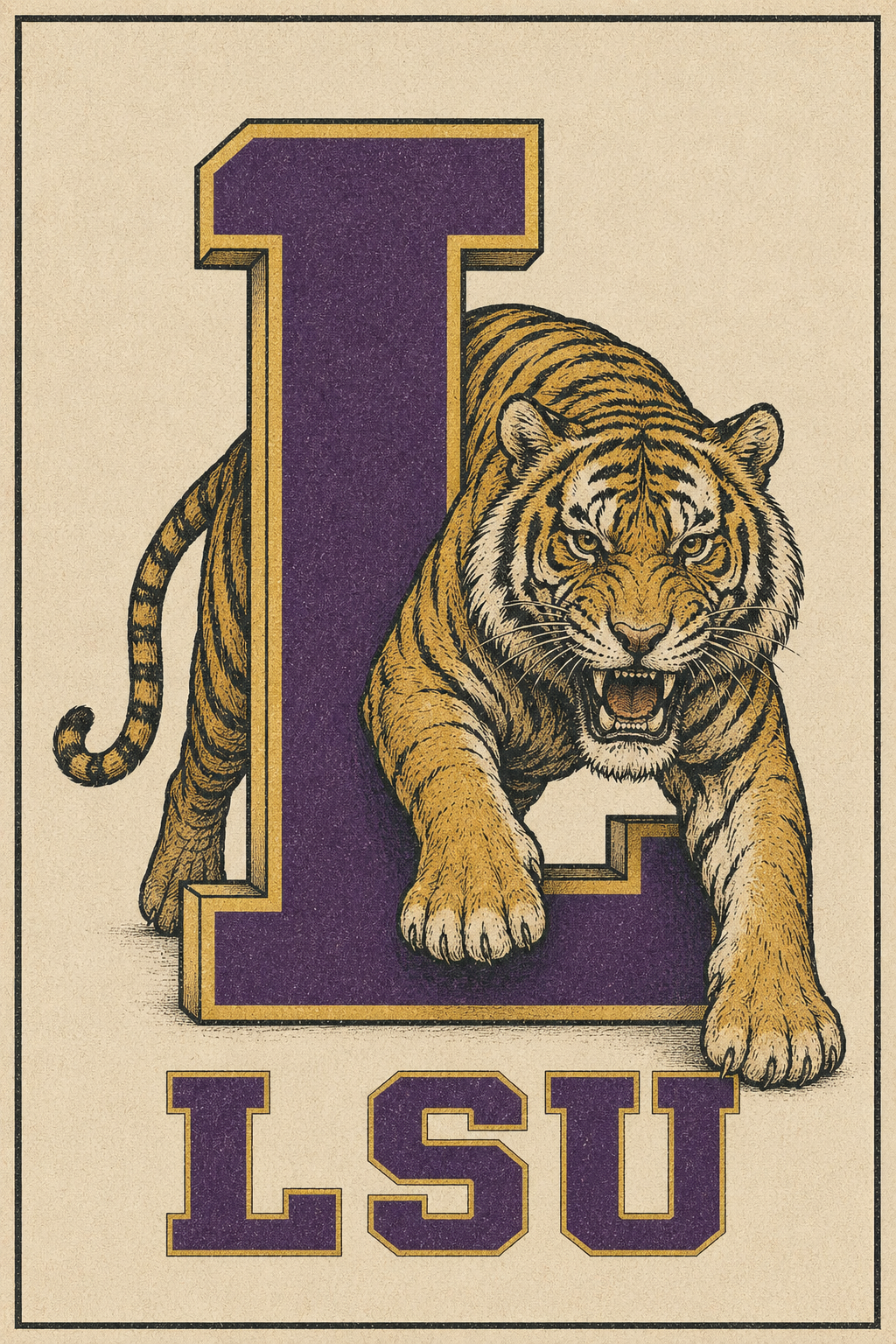 Purple and Gold Tiger LSU-Inspired Wall Art Print