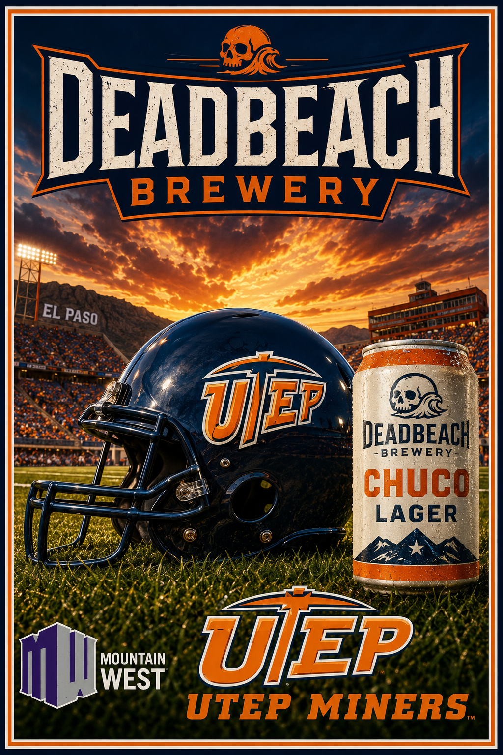 UTEP Miners Deadbeach Brewery Football Poster
