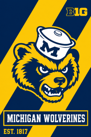 Michigan Wolverines Big Bear Navy and Gold Graphic