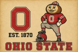 Vintage-Style Ohio State Football Illustrated Wall Art