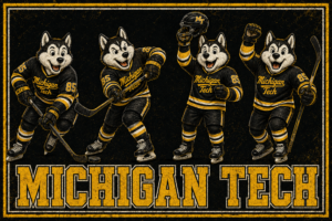 Michigan Tech Huskies Hockey Vintage-Style Wall Art