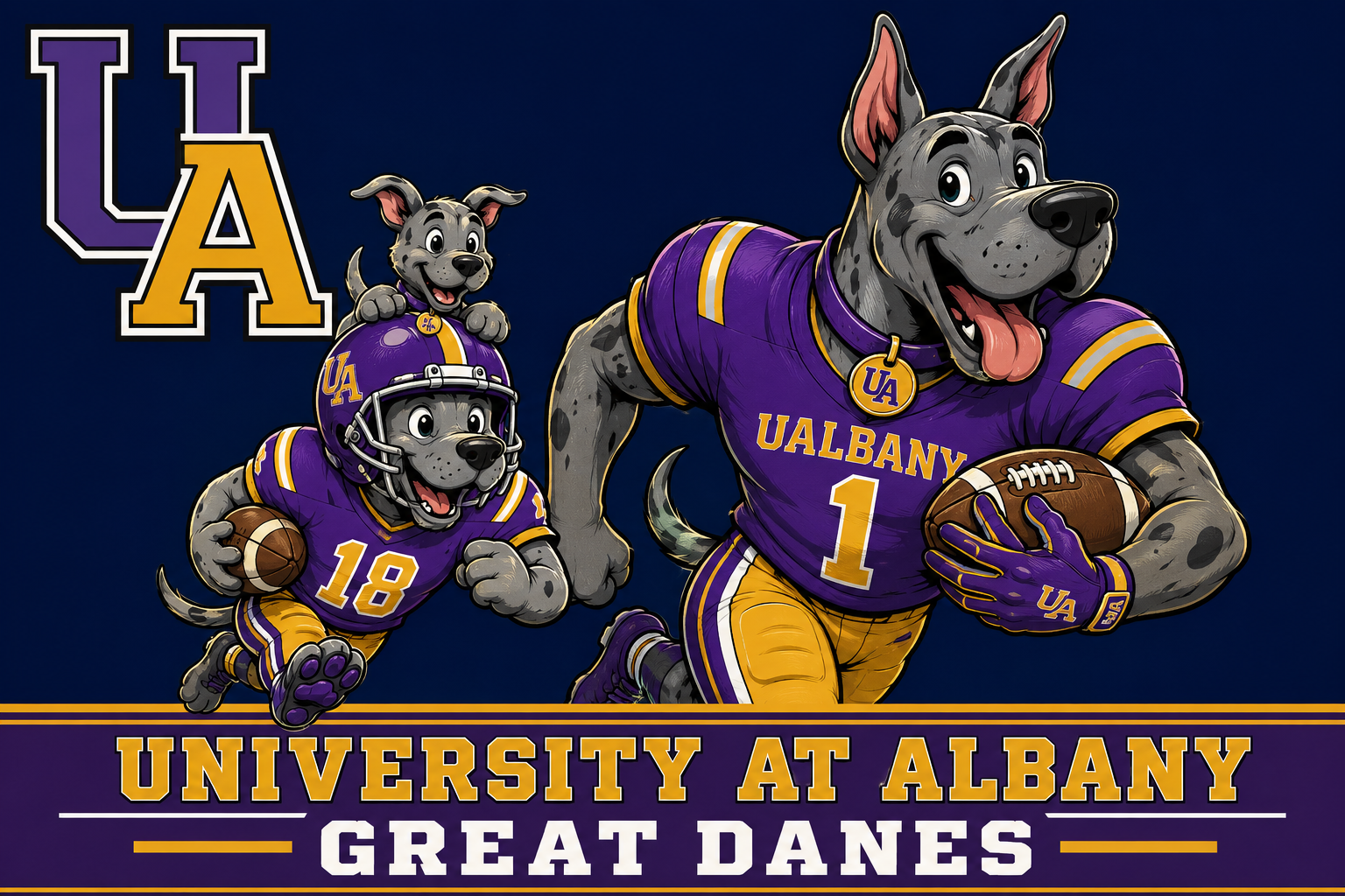 University at Albany Great Danes Football Graphic Print
