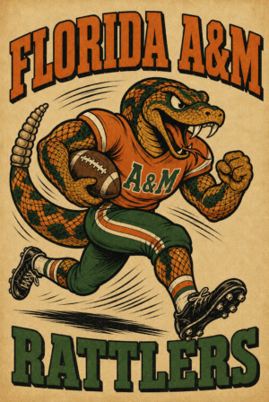 Florida A&M Rattlers Football Snake Wall Art Print