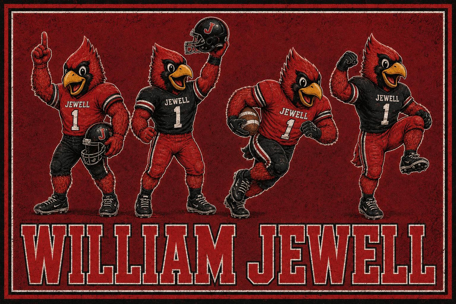 William Jewell Cardinals Football Vintage-Style Wall Art