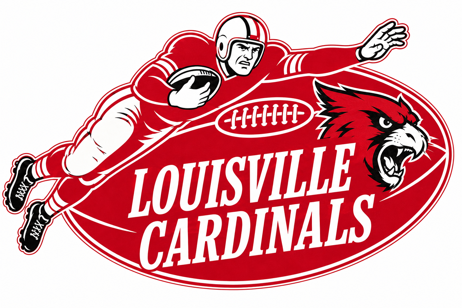 Louisville Cardinals Football Player and Cardinal Graphic