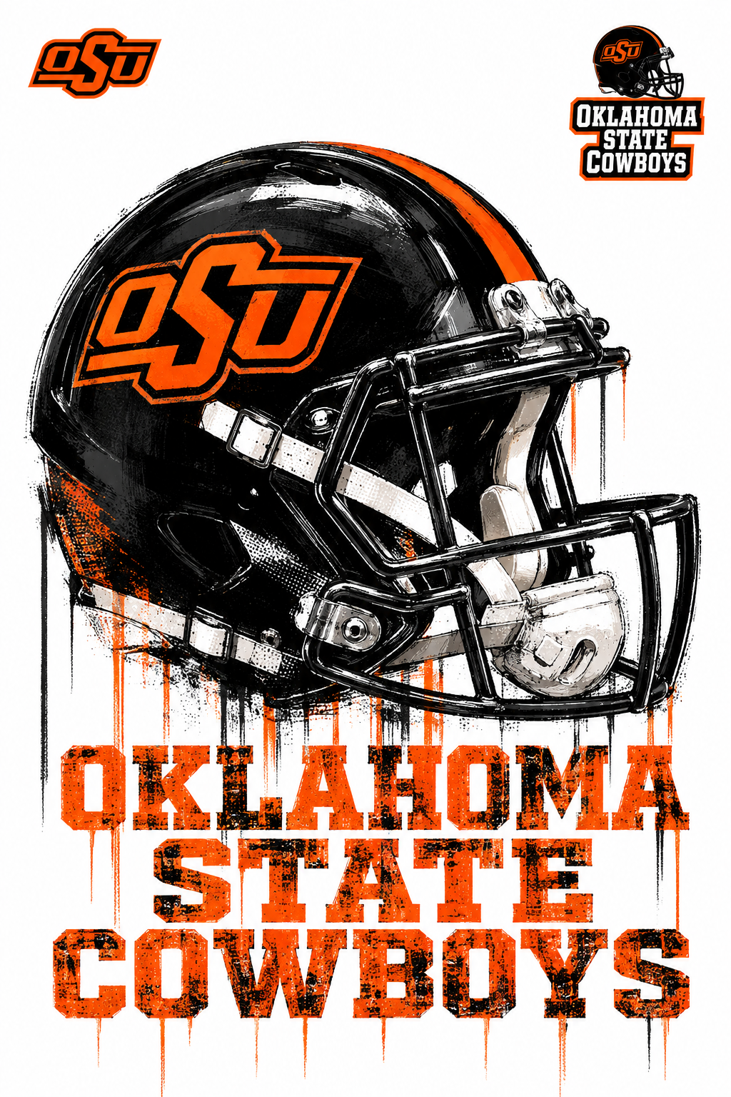 Oklahoma State Cowboys Football Helmet Wall Art Design