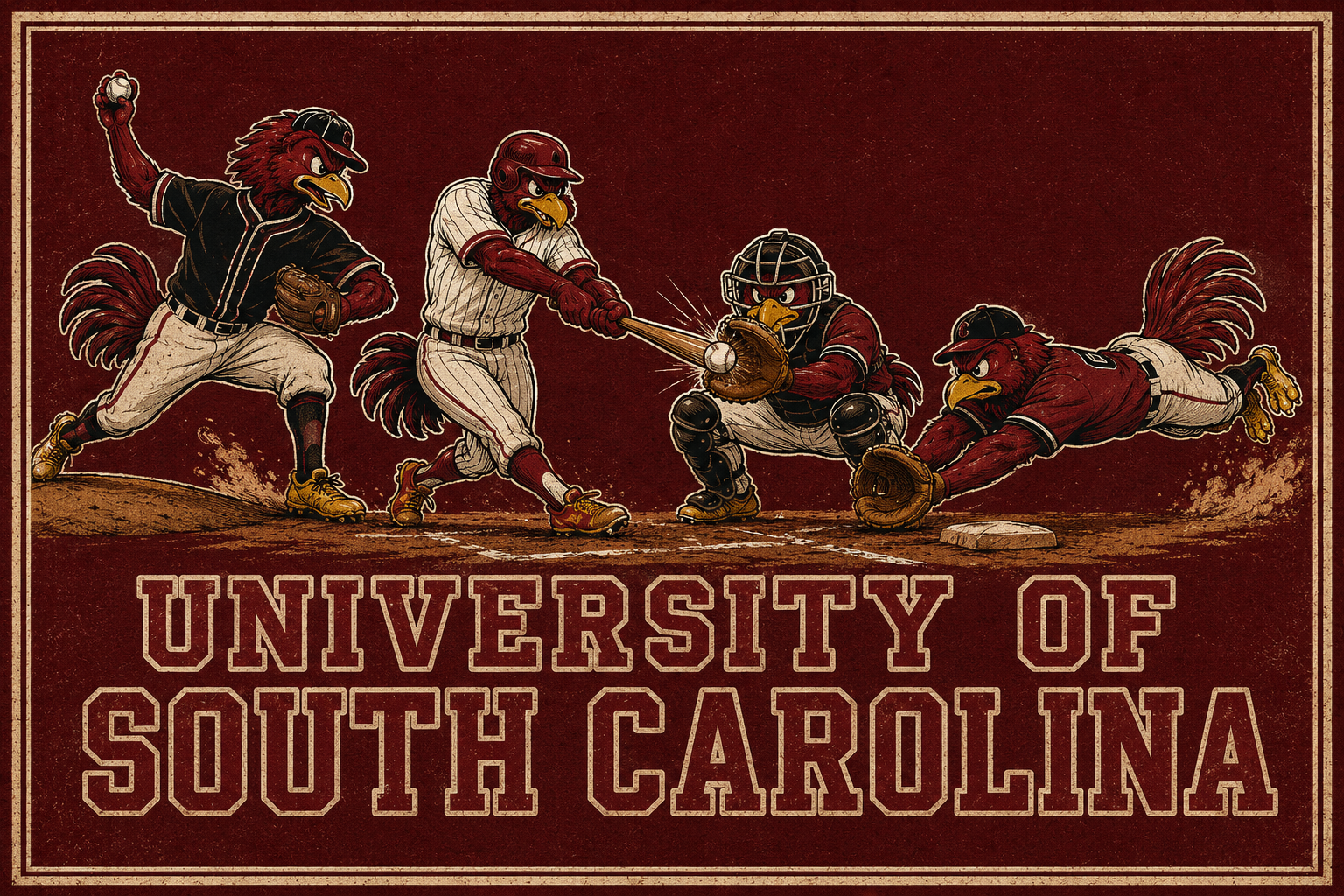 University of South Carolina Gamecocks Baseball Wall Art