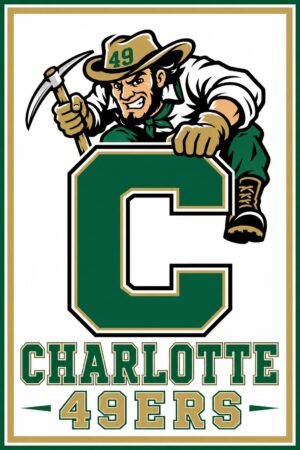Charlotte 49ers Miner Mascot Number 49 Wall Art