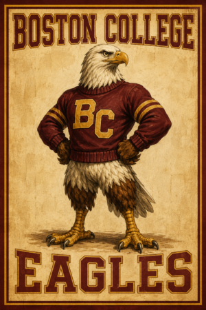 Boston College Eagle Maroon and Gold Vintage-Style Wall Art
