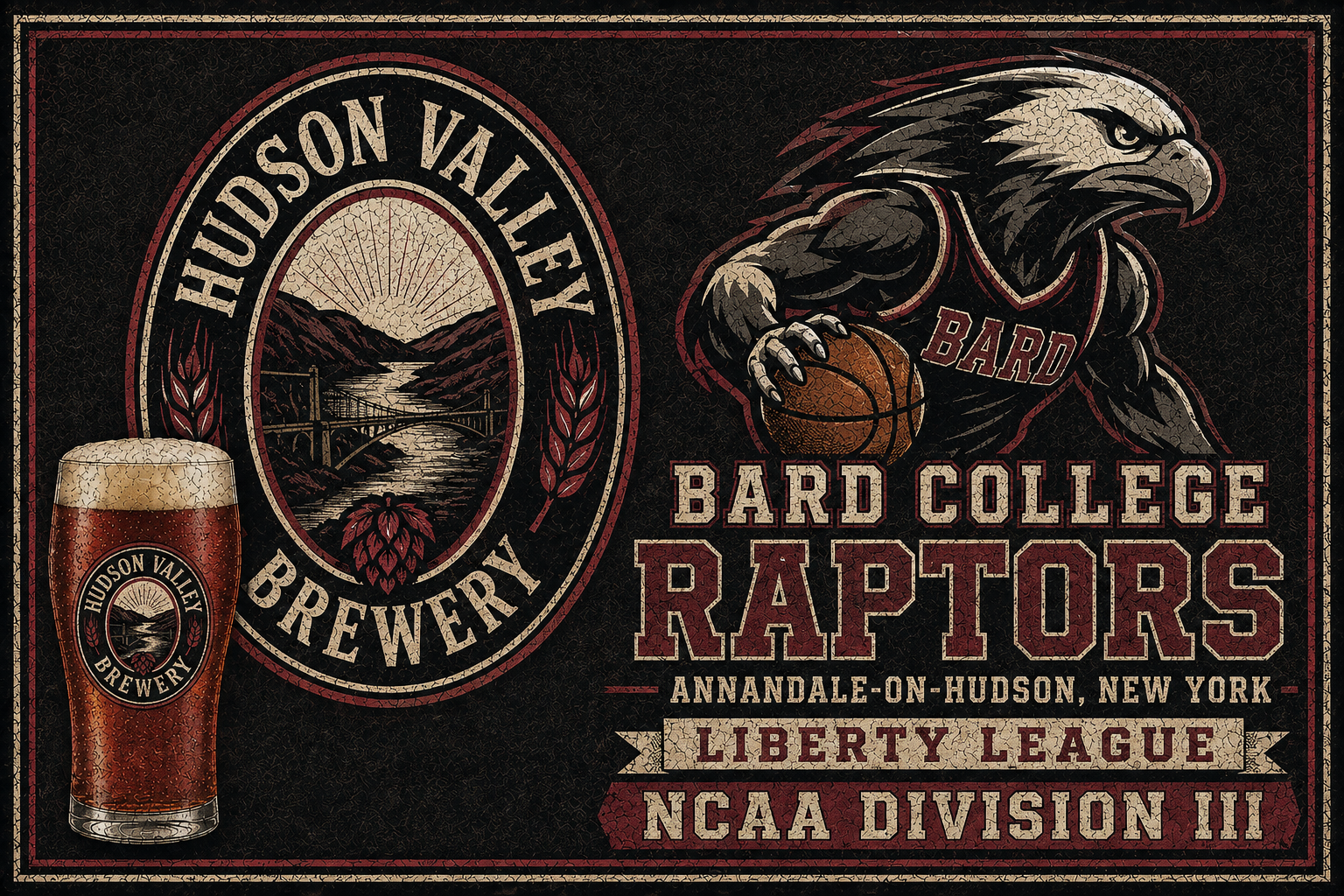 Bard College Raptors Hudson Valley Brewery Vintage-Style Wall Art