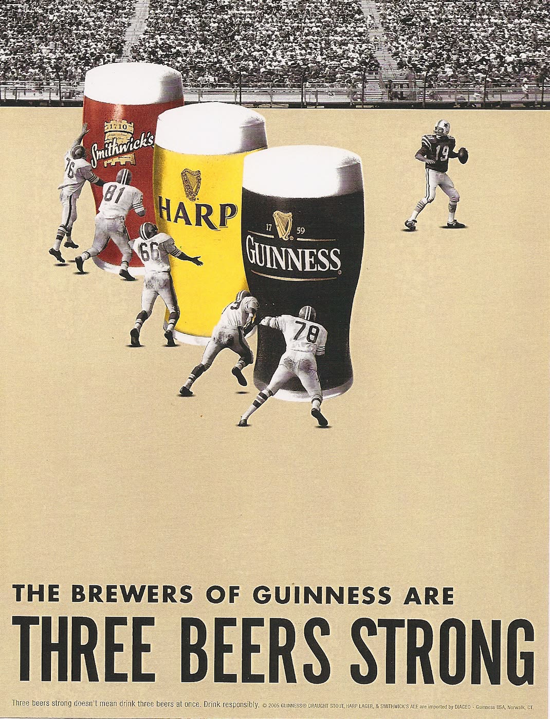 Guinness Three Beers Strong Football Beer Advertisement