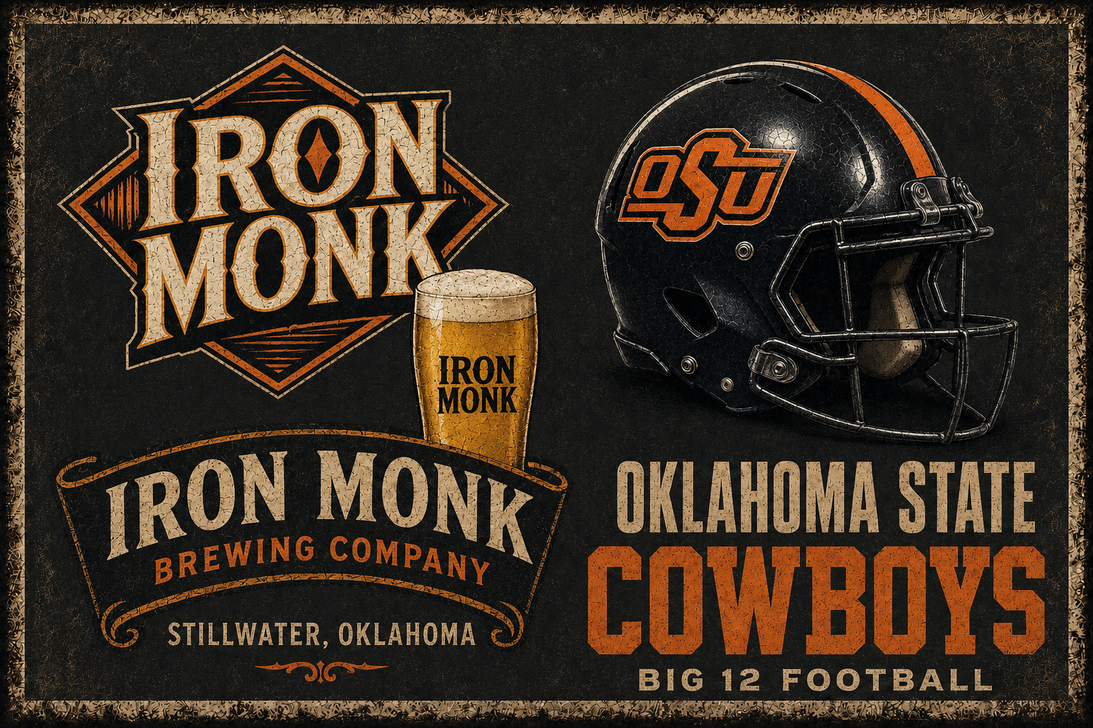 Iron Monk Brewing Oklahoma State Cowboys Football Wall Art