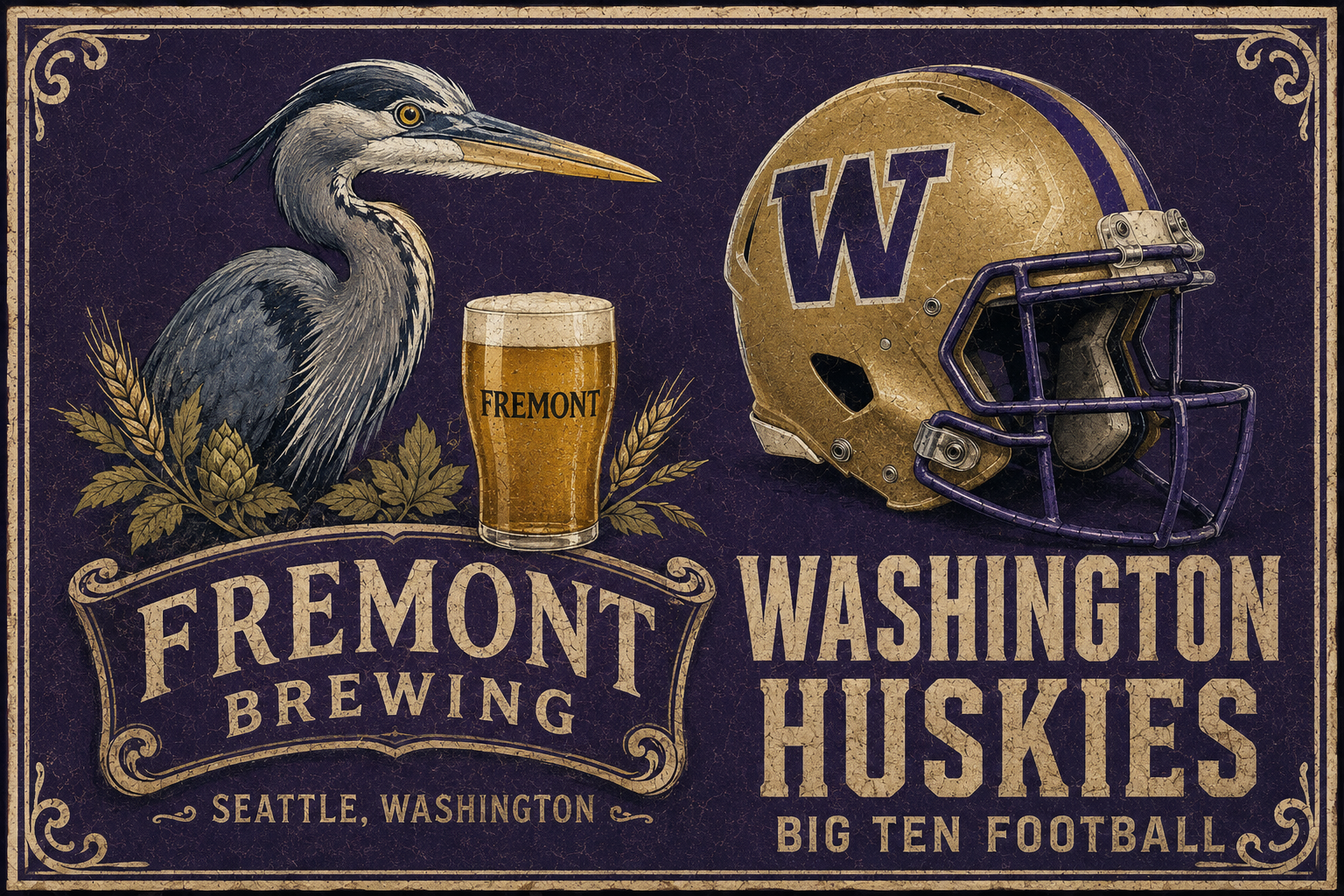 Fremont Washington Huskies Big Ten Football Wall Art