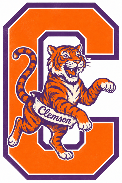 Clemson Tiger Orange and Purple Graphic Wall Art