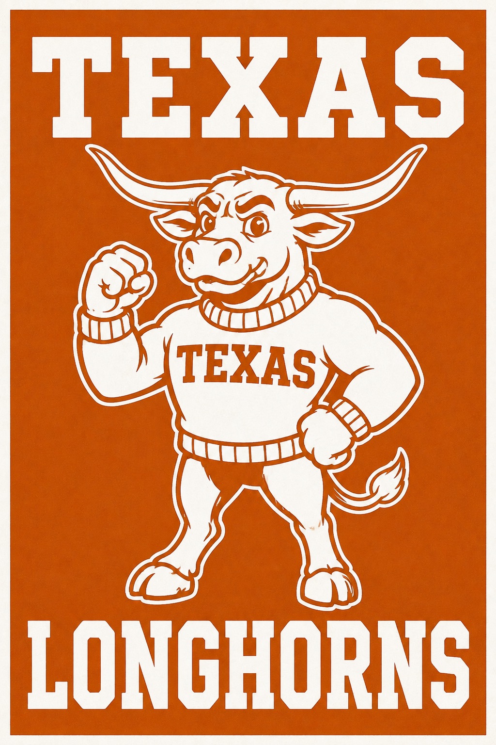 Texas Longhorns Mascot Orange and White Wall Art