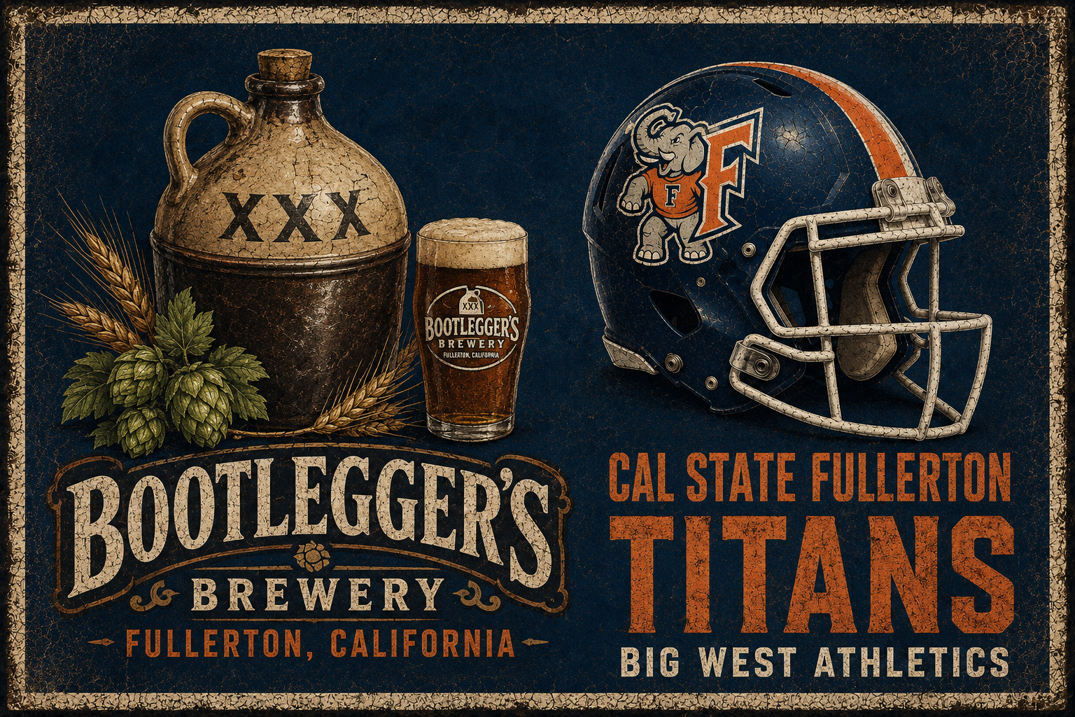 Bootlegger’s Brewery Cal State Fullerton Titans Vintage Wall Art