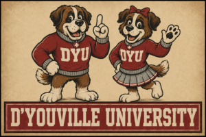 D’Youville University Cartoon Dog Wall Art Design