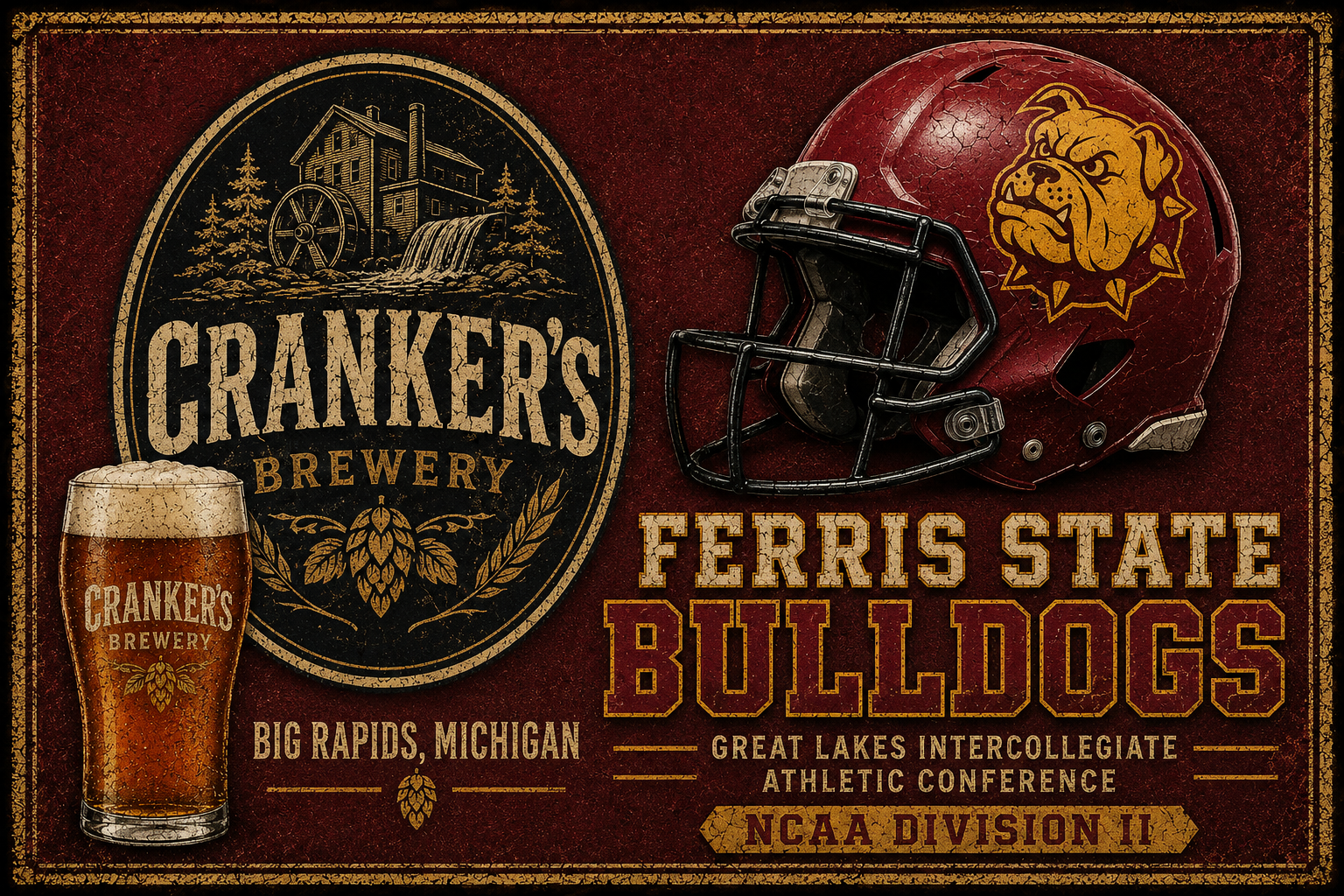 Cranker’s Brewery Ferris State Bulldogs Vintage Wall Art