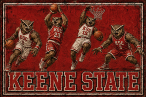 Keene State Owls Basketball Retro-Style Wall Art