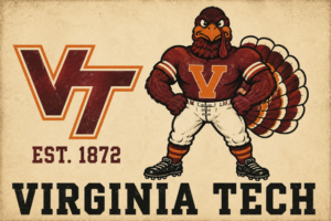 Vintage-Style Virginia Tech Turkey Mascot Wall Art
