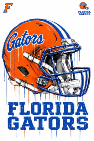 Florida Gators Orange Football Helmet Graphic Wall Art