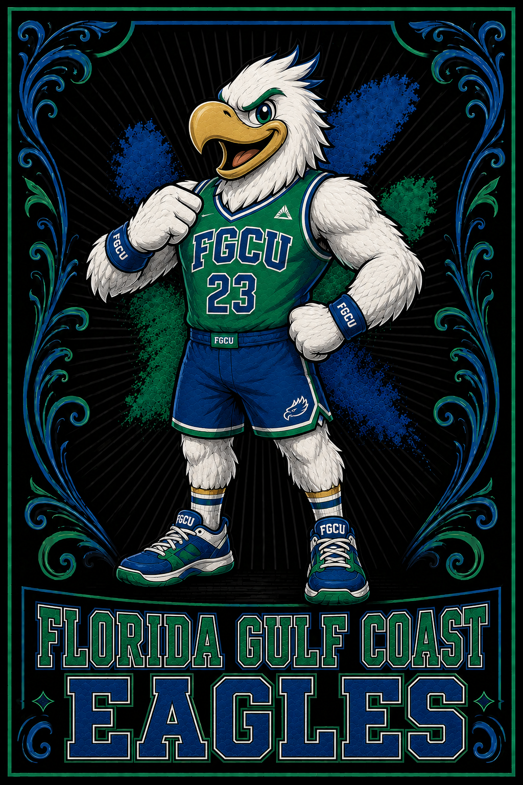 Florida Gulf Coast Eagles Mascot Basketball Wall Art