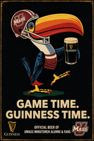UMass Minutemen Football Guinness Game Time Wall Sign