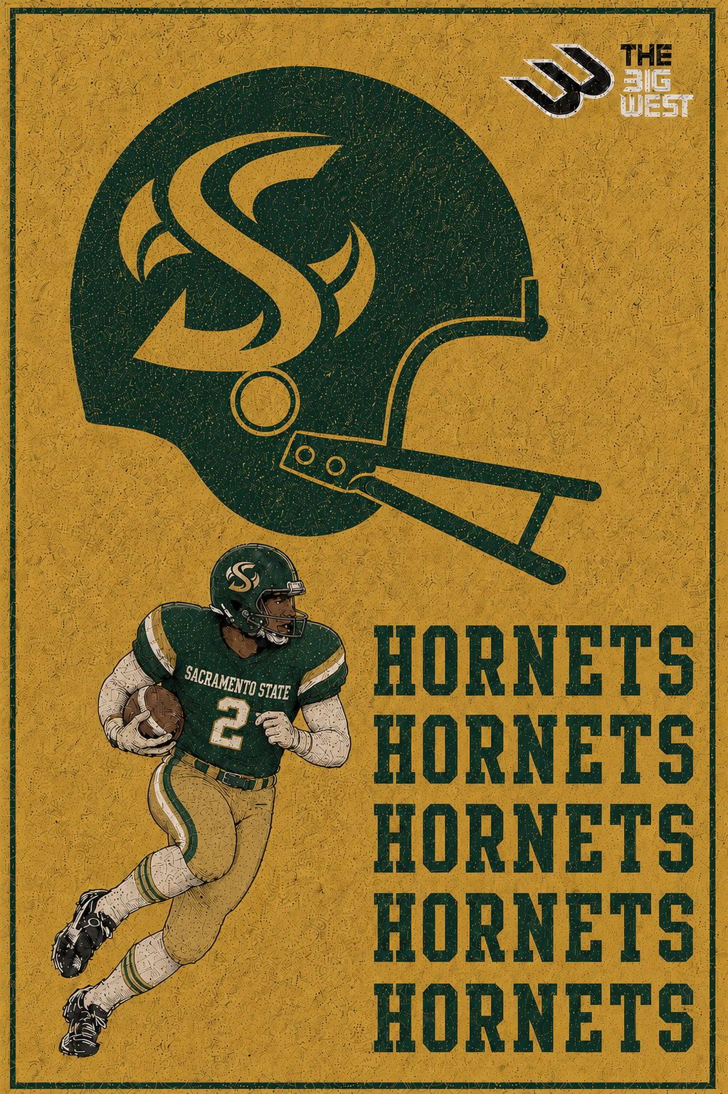 Sacramento State Hornets Football Vintage-Style Wall Art