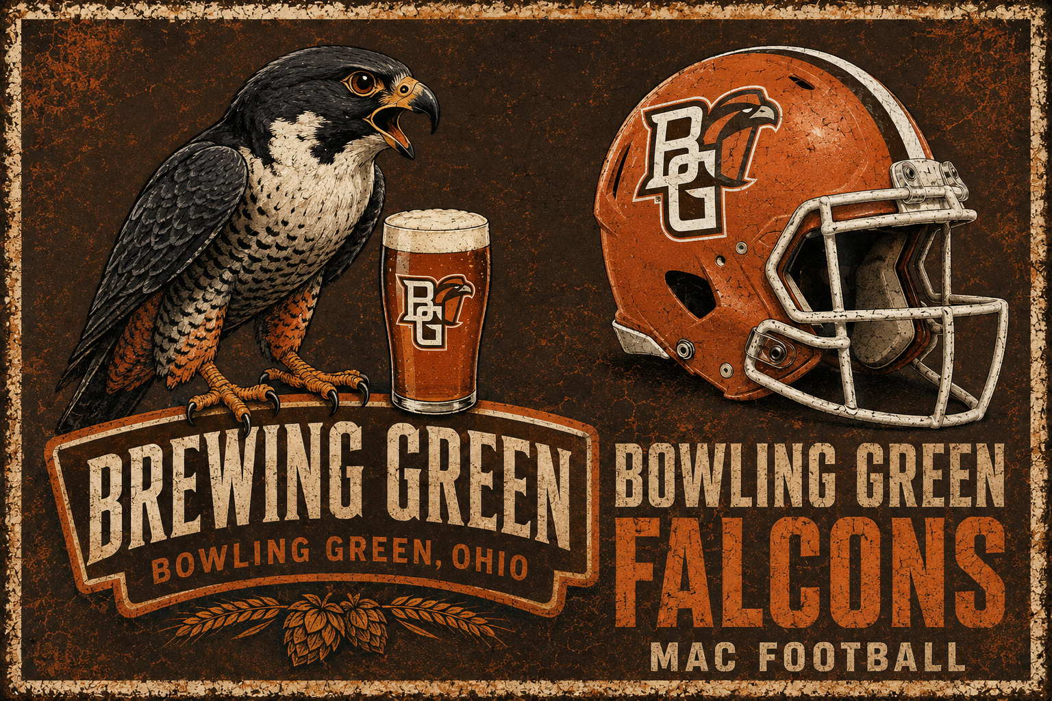 Bowling Green Falcons Vintage-Style Football Wall Art