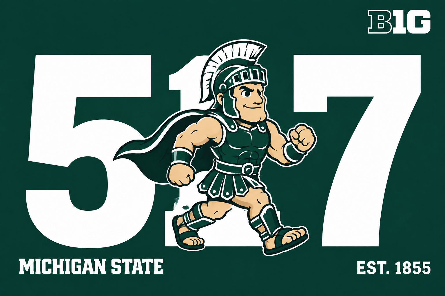 Michigan State 57 Roman Warrior Green Wall Art