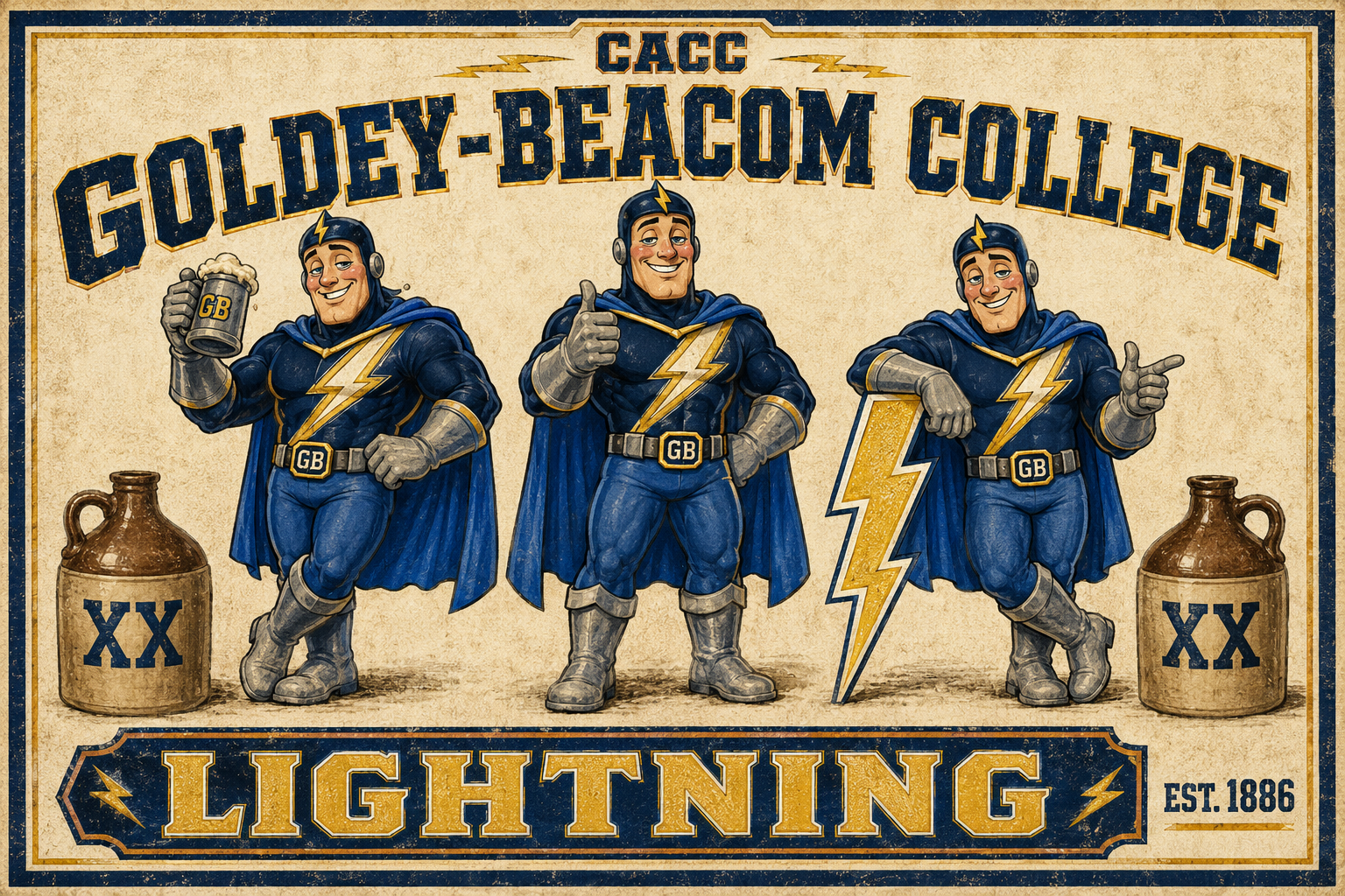 Goldy-Beacom College Lightning Vintage-Style Wall Art