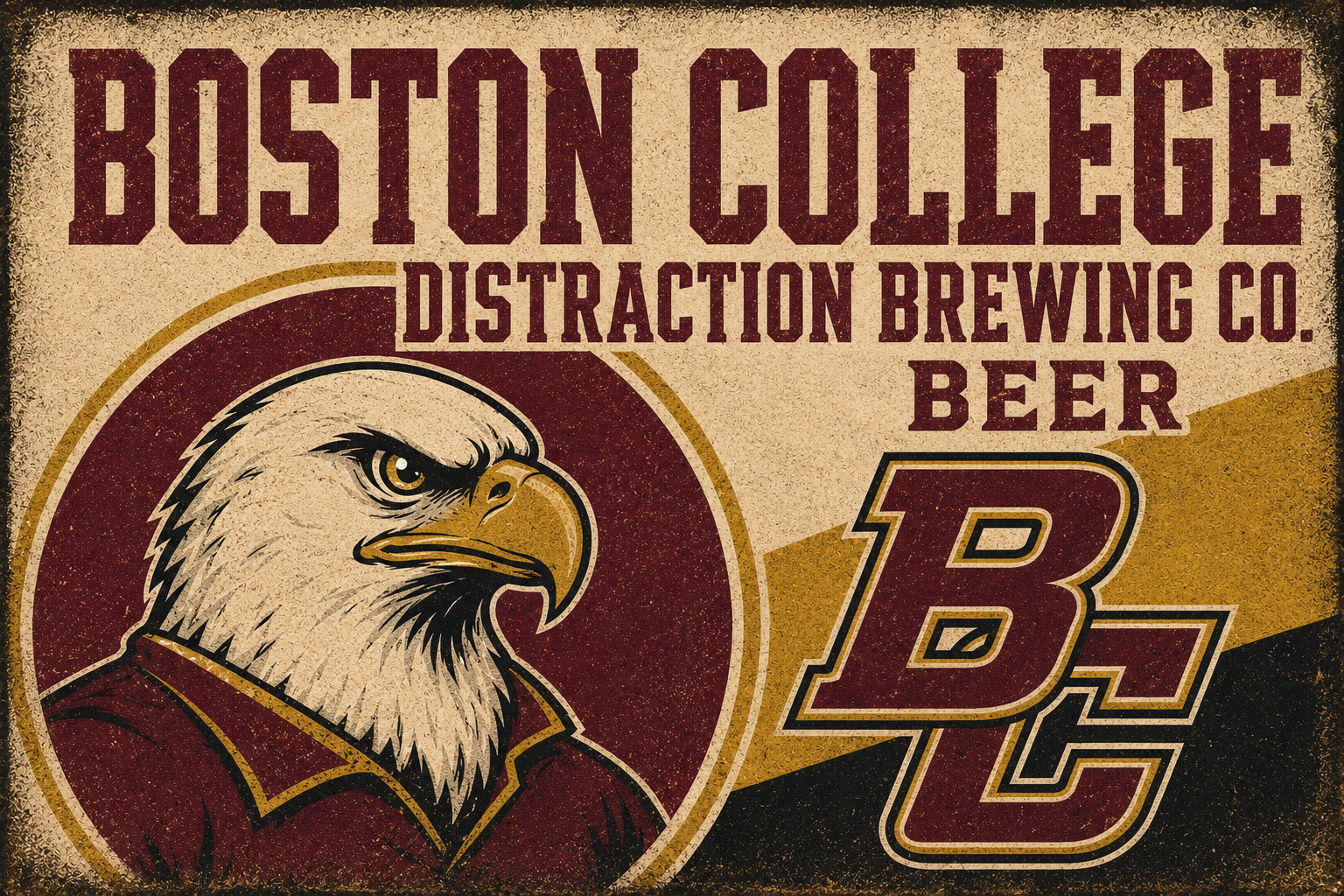 Boston College Eagle Vintage-Style Beer Wall Art