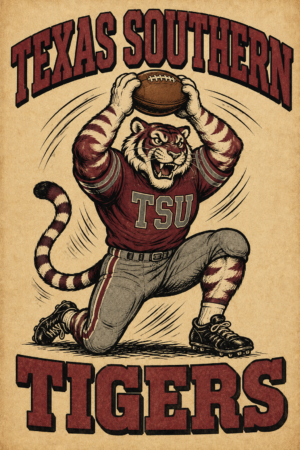 Vintage-Style Texas Southern Tigers Football Tiger Wall Art