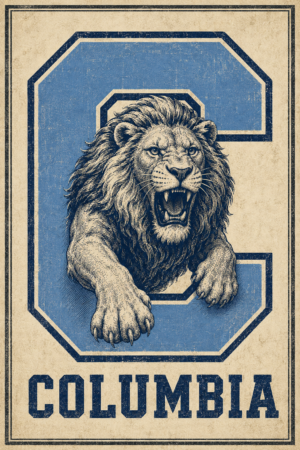 Vintage-Style Columbia Roaring Lion Poster