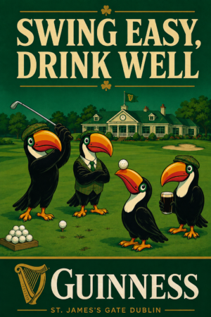 Swing Easy Drink Well Toucan Golf Guinness-Themed Wall Art